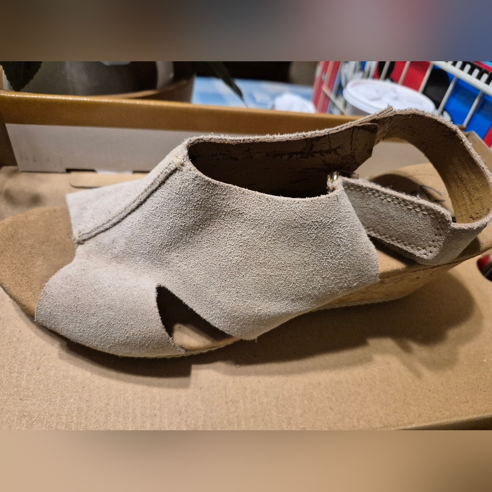 Beige Suede Open-Toe Sandals